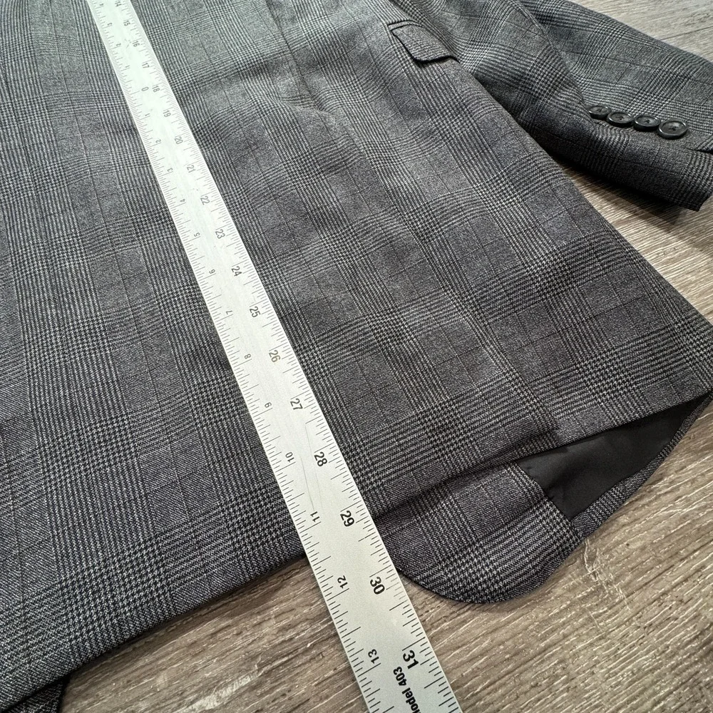 Z Zegna Blazer Mens 40R Gray 100% Wool Glen Plaid Sport Coat Drop‎ 7 Two Button